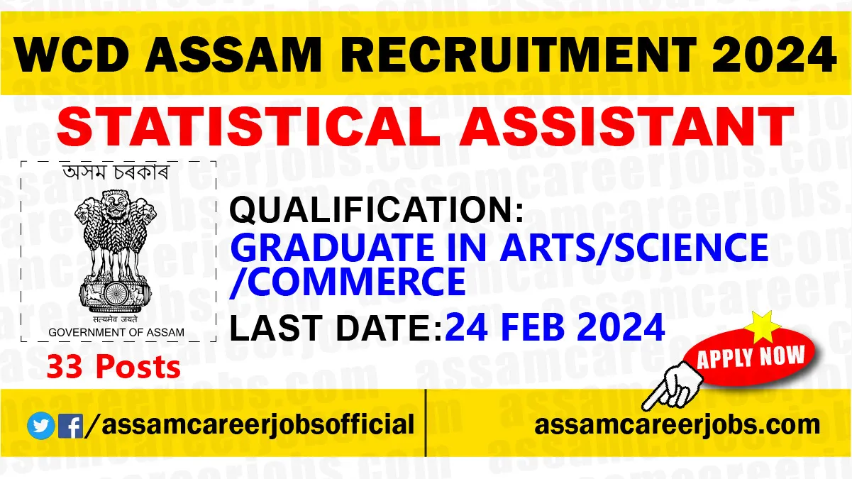 WCD Assam Statistical Assistant Recruitment 2024