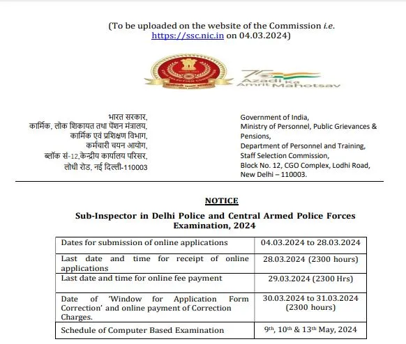 SSC CAPF Recruitment 2024